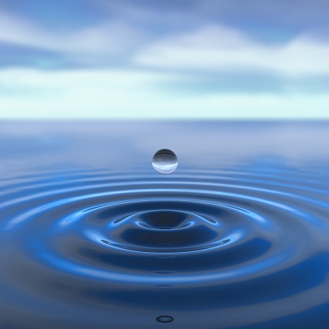 Ripples from a single drop of water